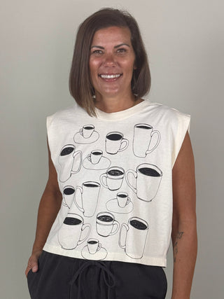 Coffee Cups Maisie Heavyweight Muscle Tee
