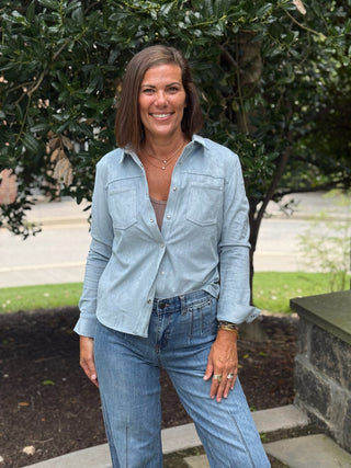 Irina Long Sleeve Suede Shirt