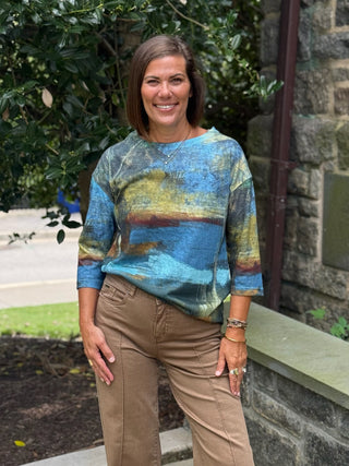 Brigitte 3/4 Sleeve Boat Neck Top