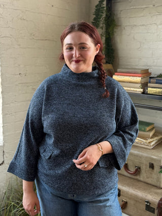 Phoebe Boat Mock Neck Knit Popover