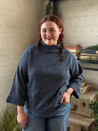 Phoebe Boat Mock Neck Knit Popover