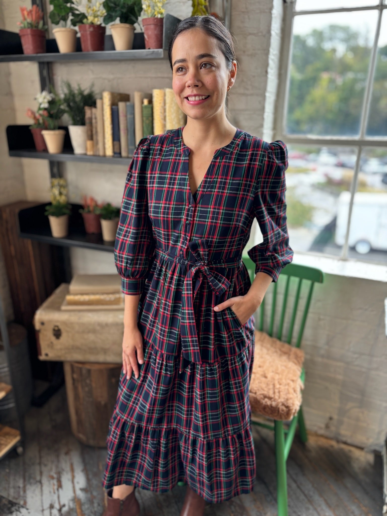 Chapman Plaid Yanis Button Up Midi Dress