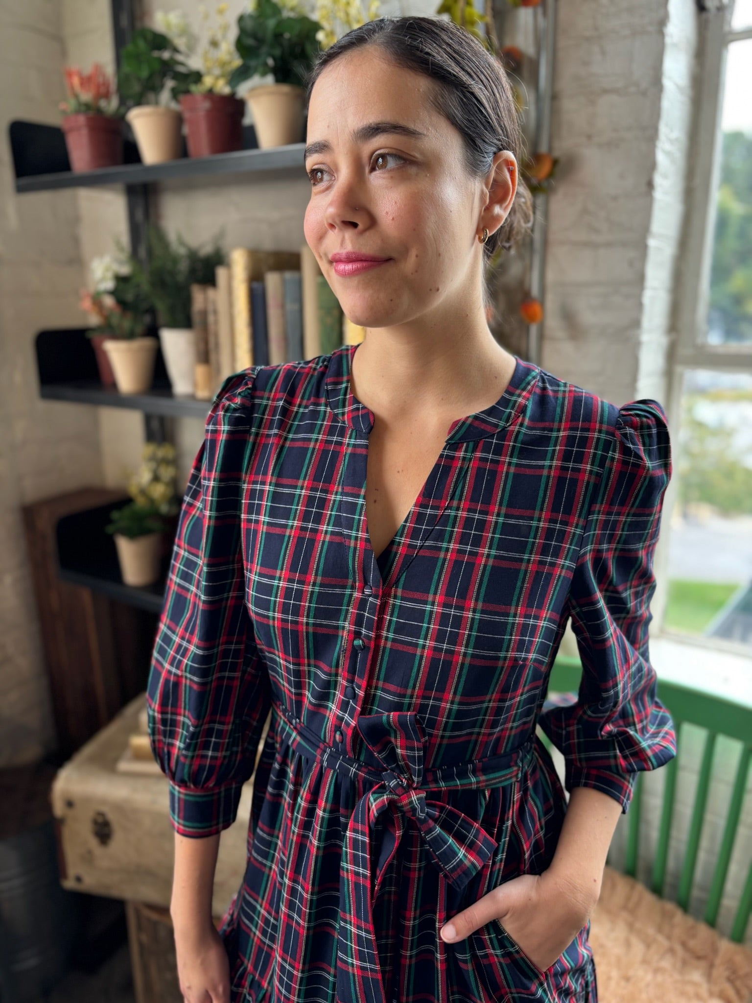 Chapman Plaid Yanis Button Up Midi Dress