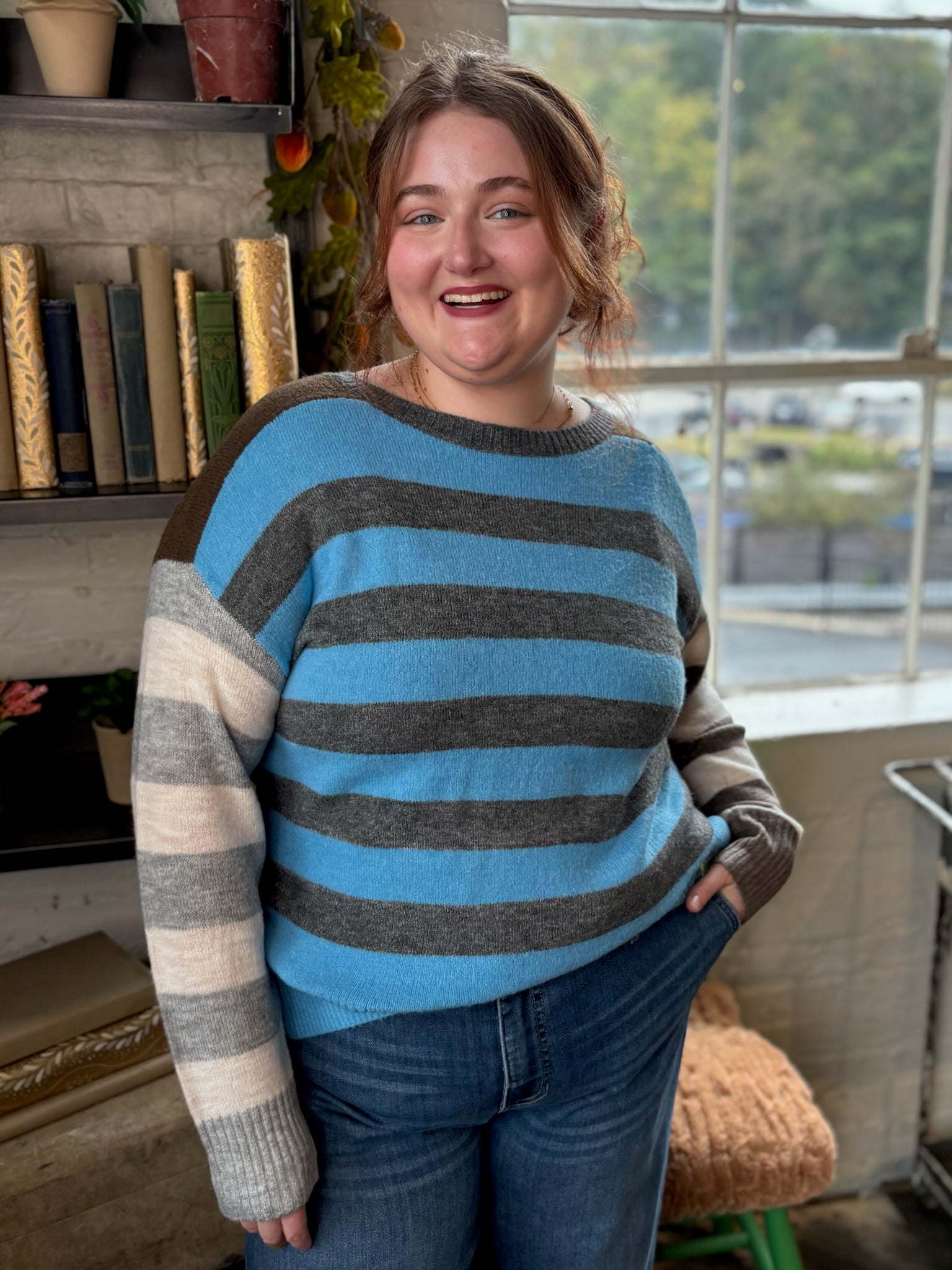 [TRIBAL] Boat Neck Sweater