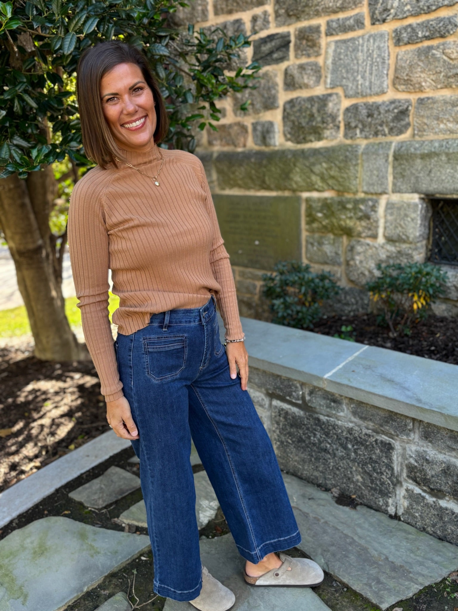 Shelly Ribbed Mock Neck Sweater