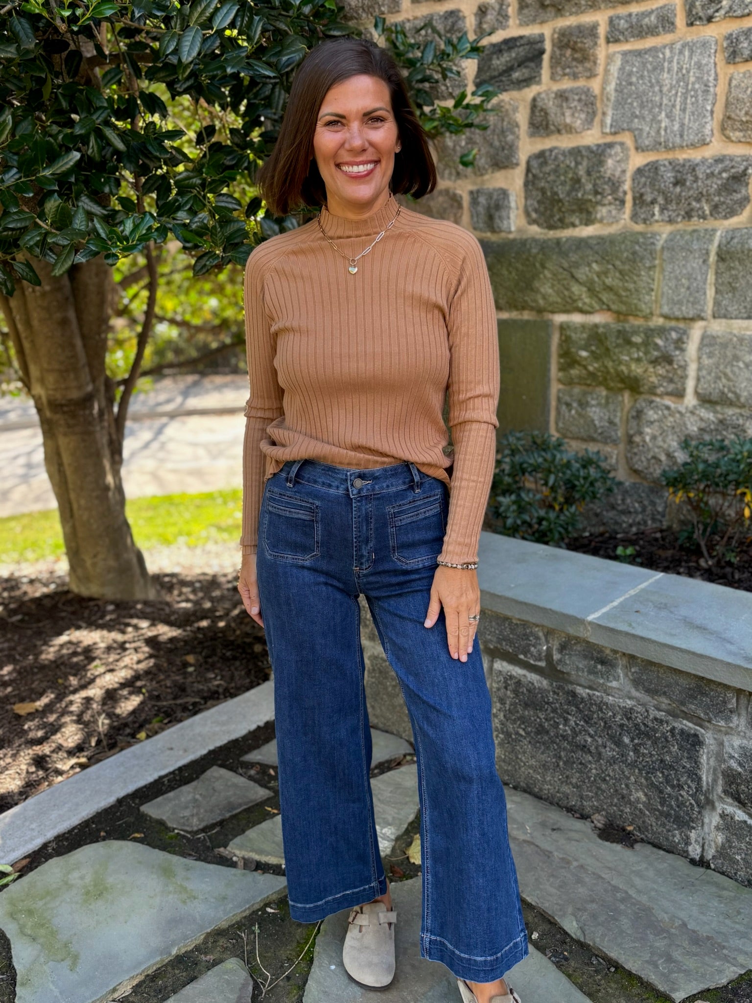 Shelly Ribbed Mock Neck Sweater