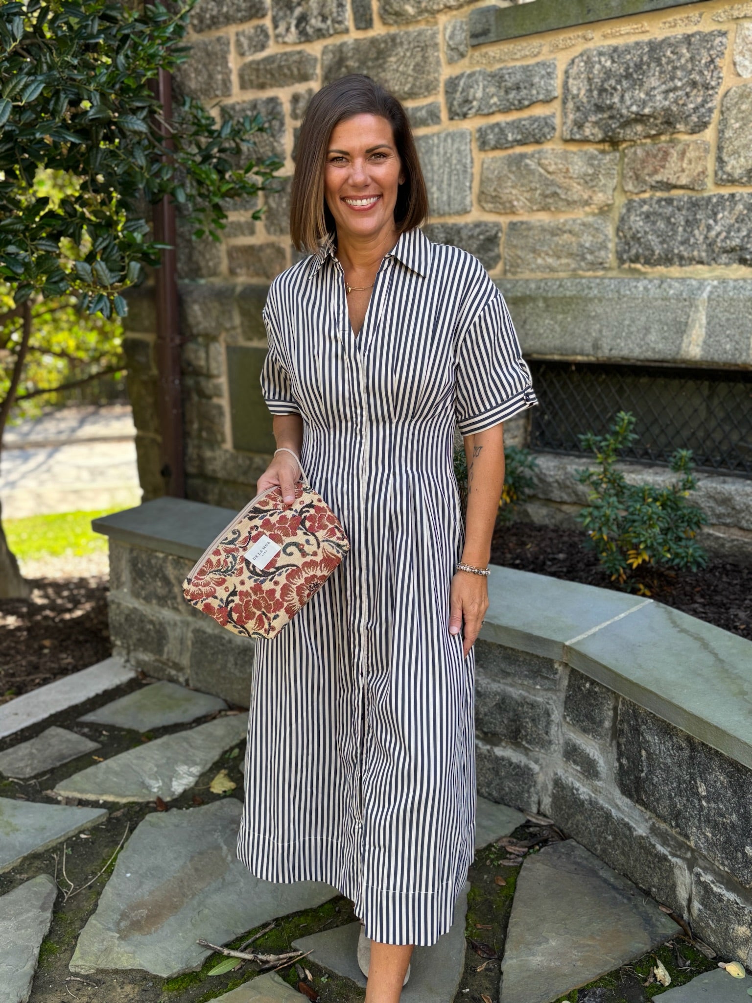 Vanisa Stripe Midi Shirt Dress