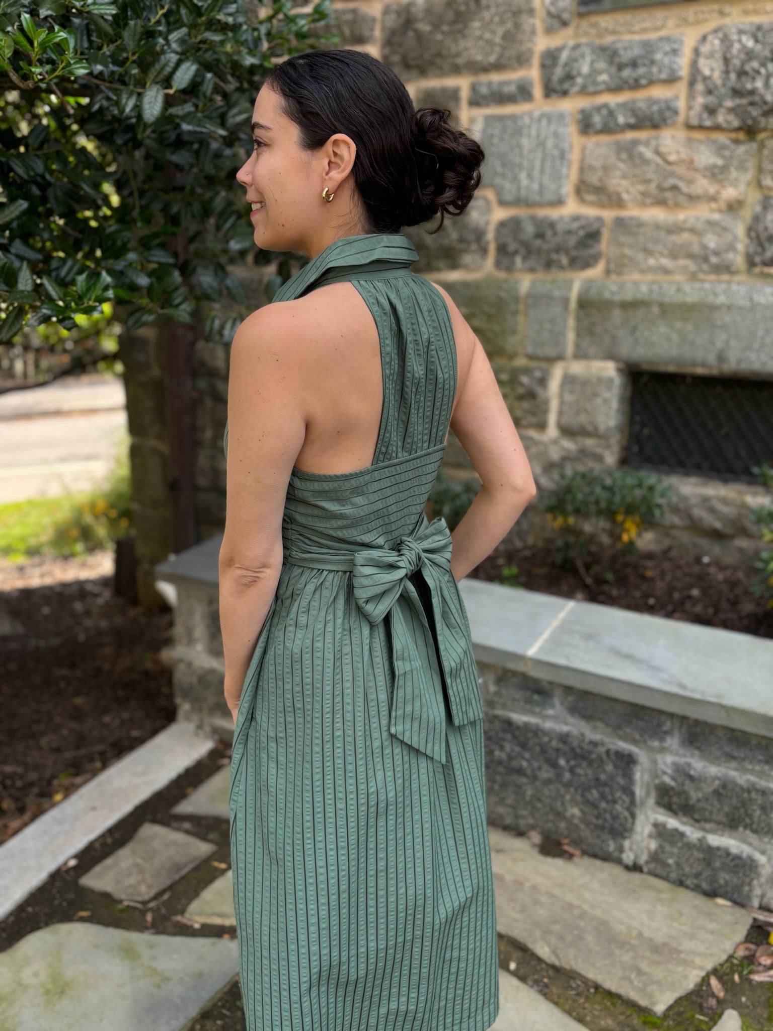 Rosa Flutter Halter Collared Dress