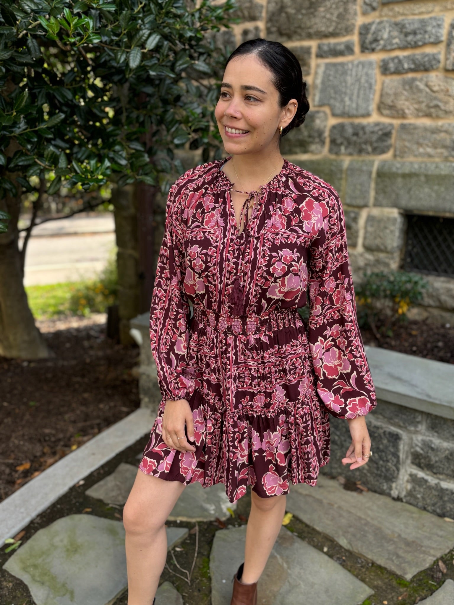 Ringo Long Sleeve Smocked Mini Dress