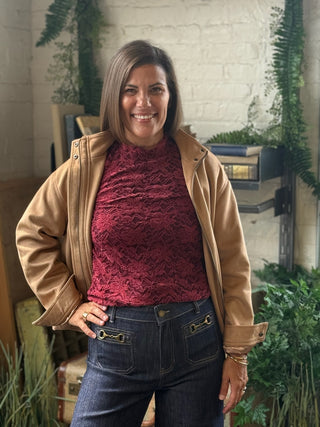 Lacey Flocked Lace Top