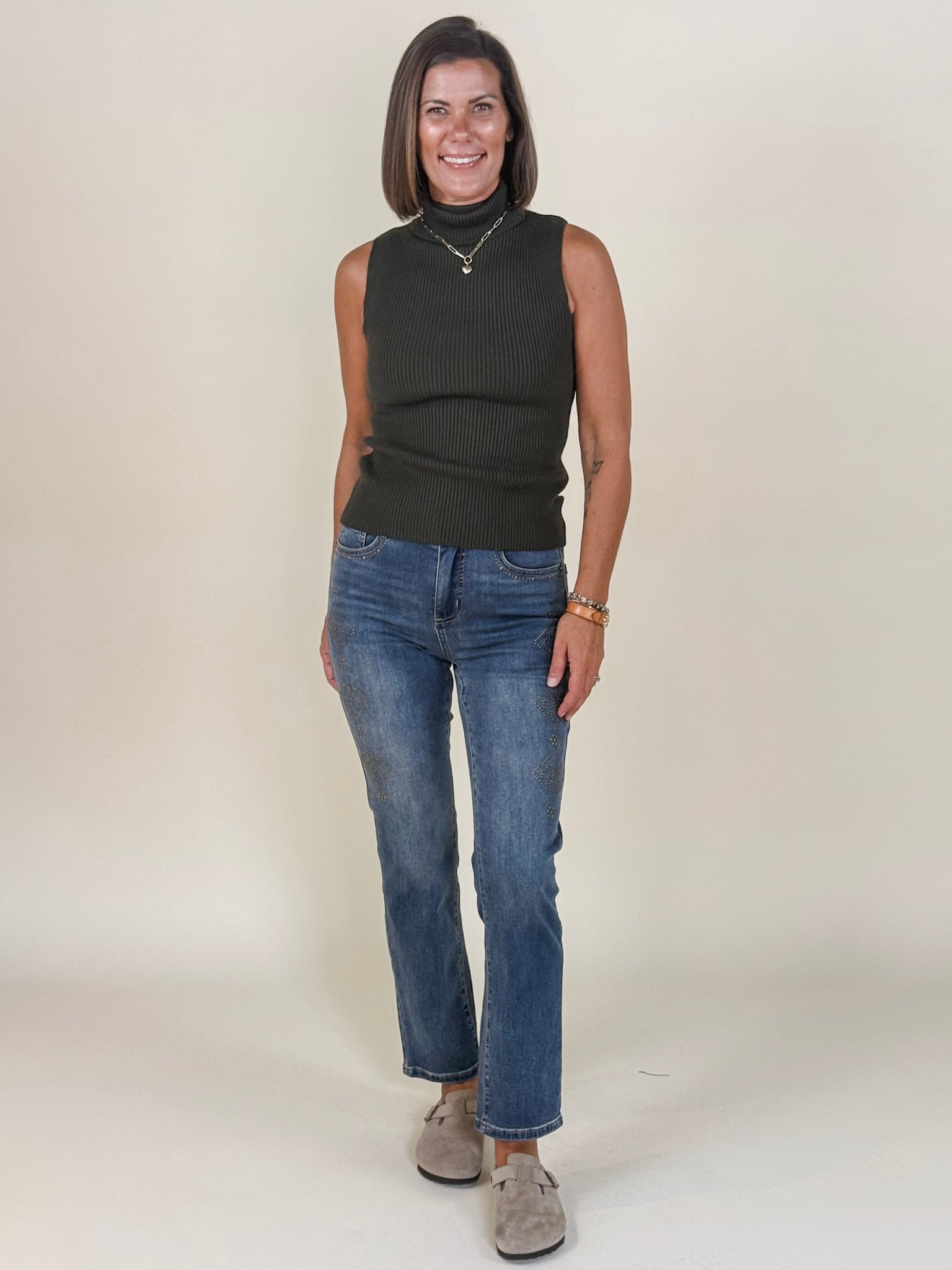 [TRIBAL] Audrey Studded Straight Jeans