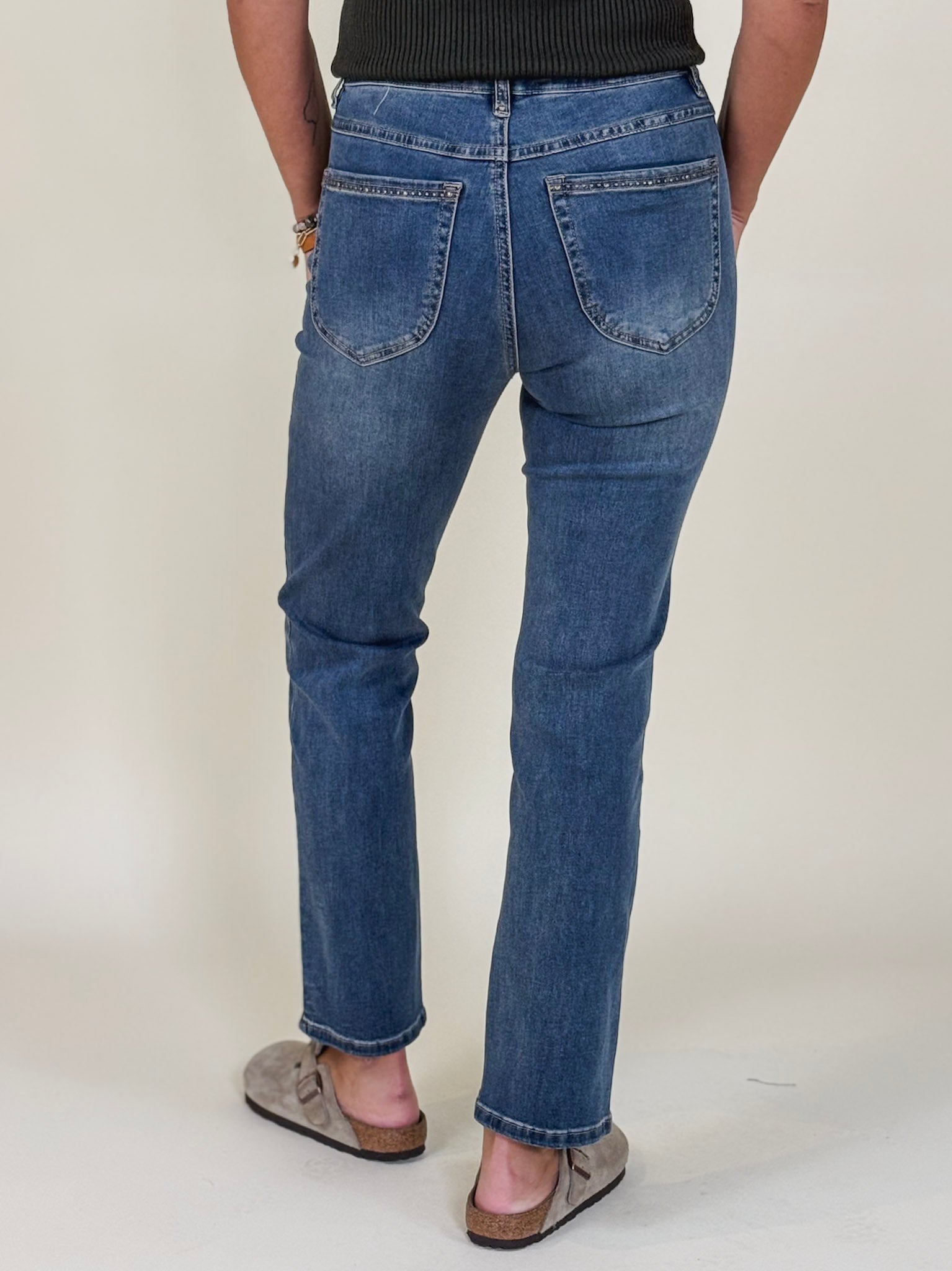 [TRIBAL] Audrey Studded Straight Jeans