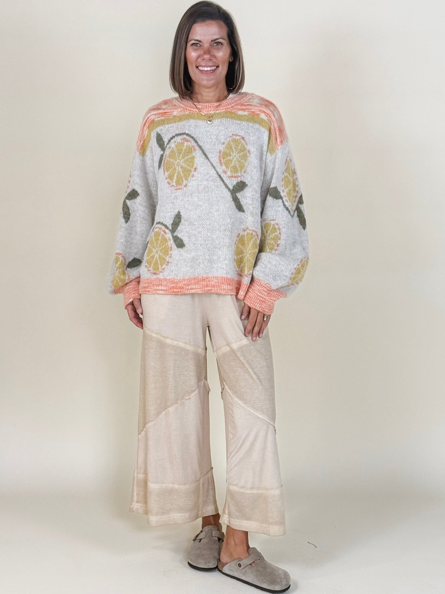 Sara Fruit Motif Sweater