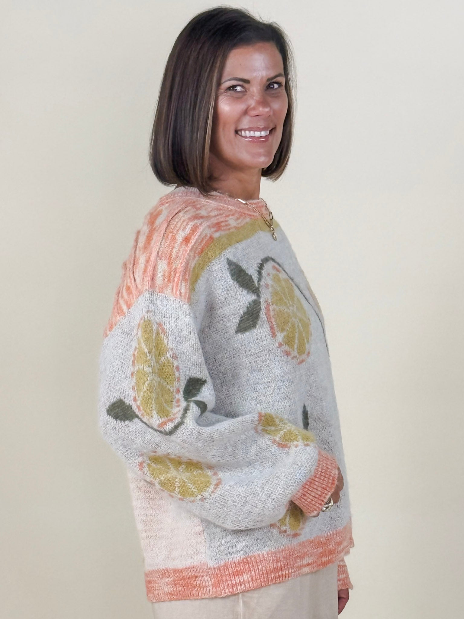 Sara Fruit Motif Sweater