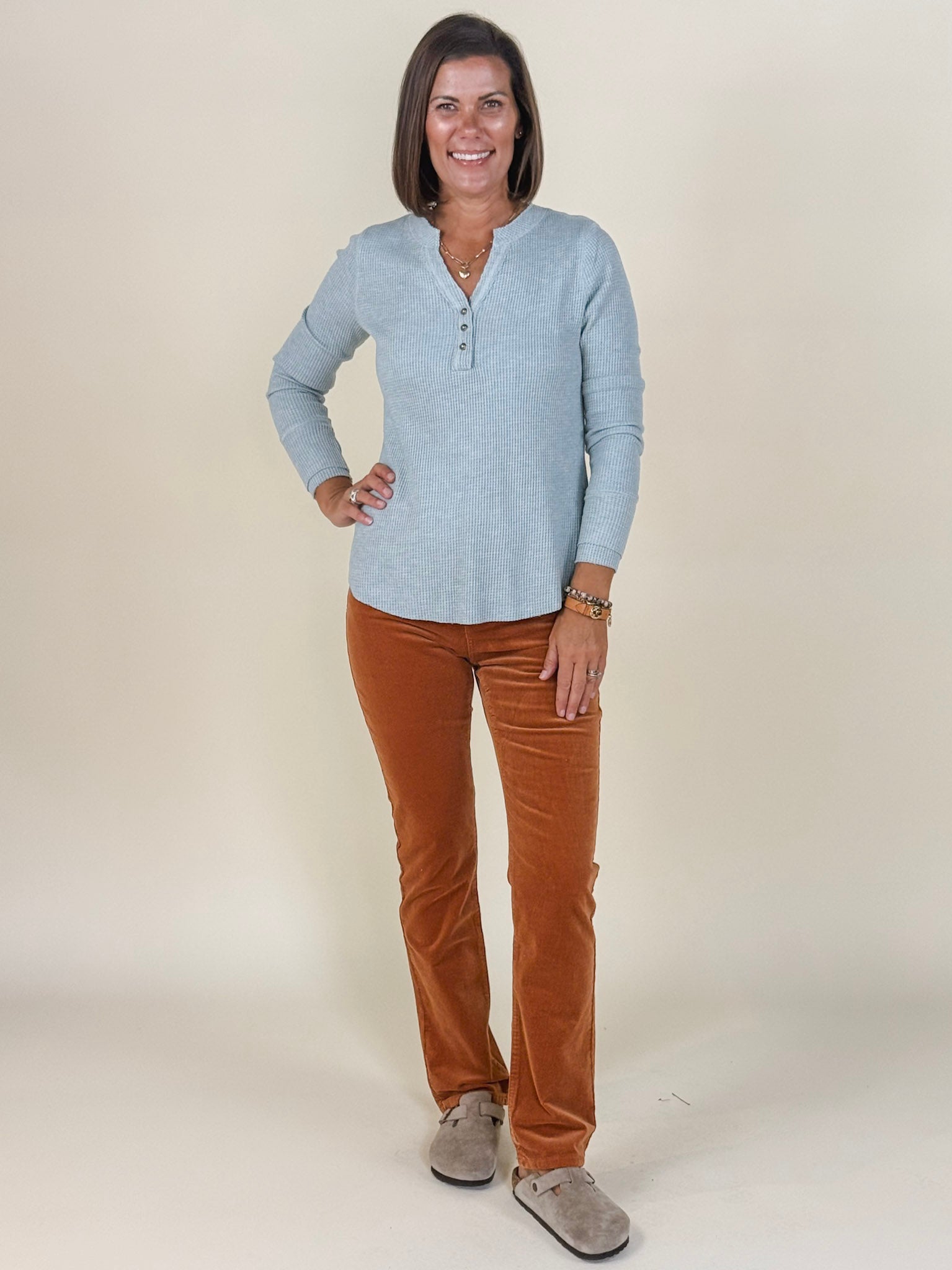 [TRIBAL] Henley Button Top