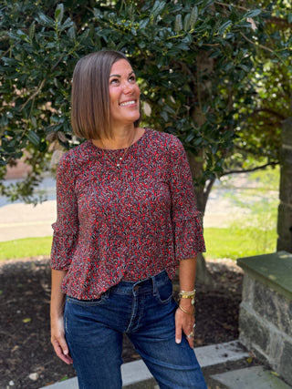 [Liverpool] Francine Jewel Neck Flare Sleeve Top
