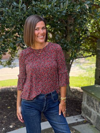 [Liverpool] Francine Jewel Neck Flare Sleeve Top