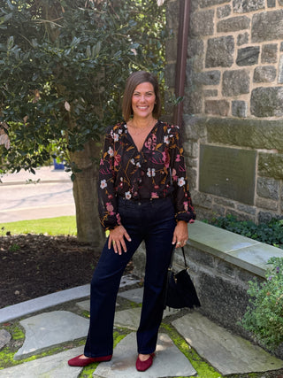 [TRIBAL] Floral Embroidered Frilly Blouse