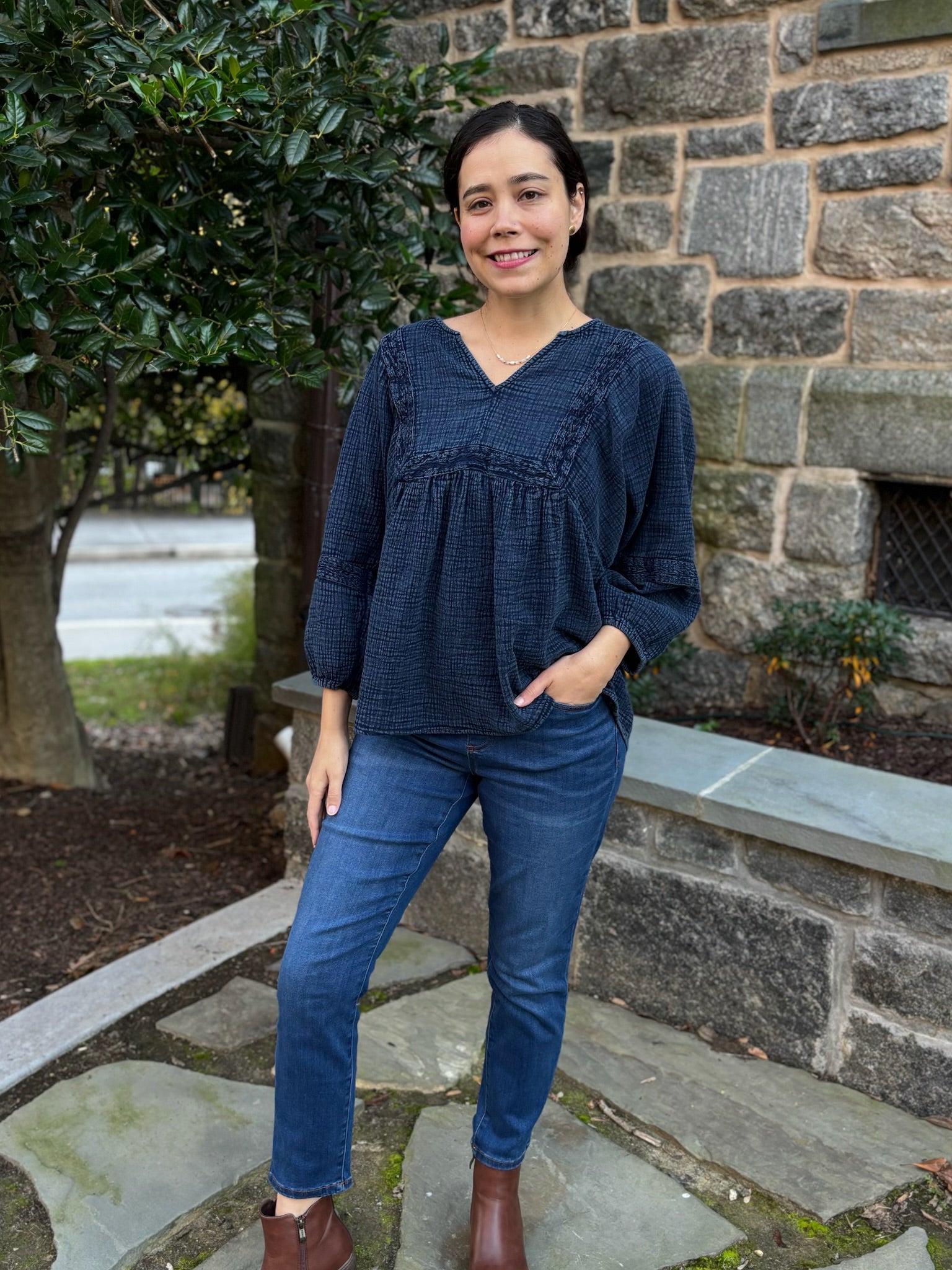 [TRIBAL] Sophia Curvy Pull On Slim Crop Jeans