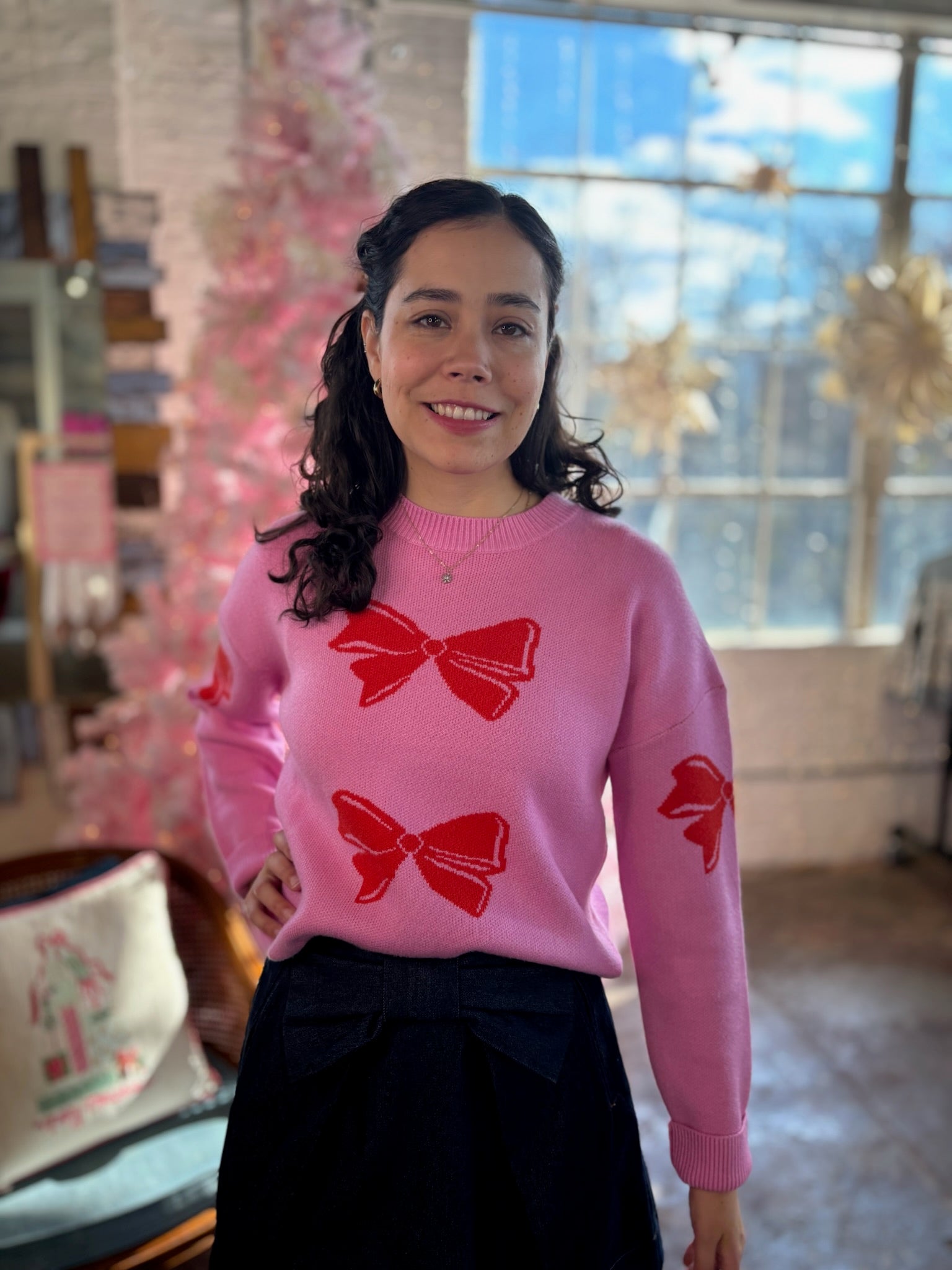Nell Bow Detail Crew Neck Sweater