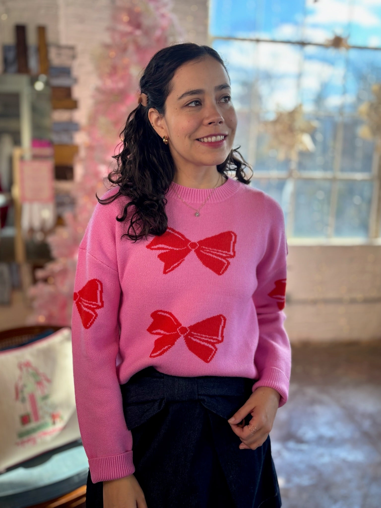 Nell Bow Detail Crew Neck Sweater