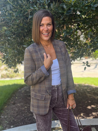 Ruth Wool Blend Plaid Blazer