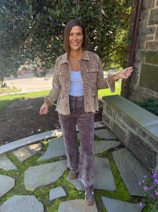 Cori Washed Corduroy Peplum Jacket
