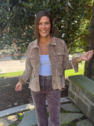 Cori Washed Corduroy Peplum Jacket