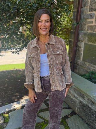 Cori Washed Corduroy Peplum Jacket