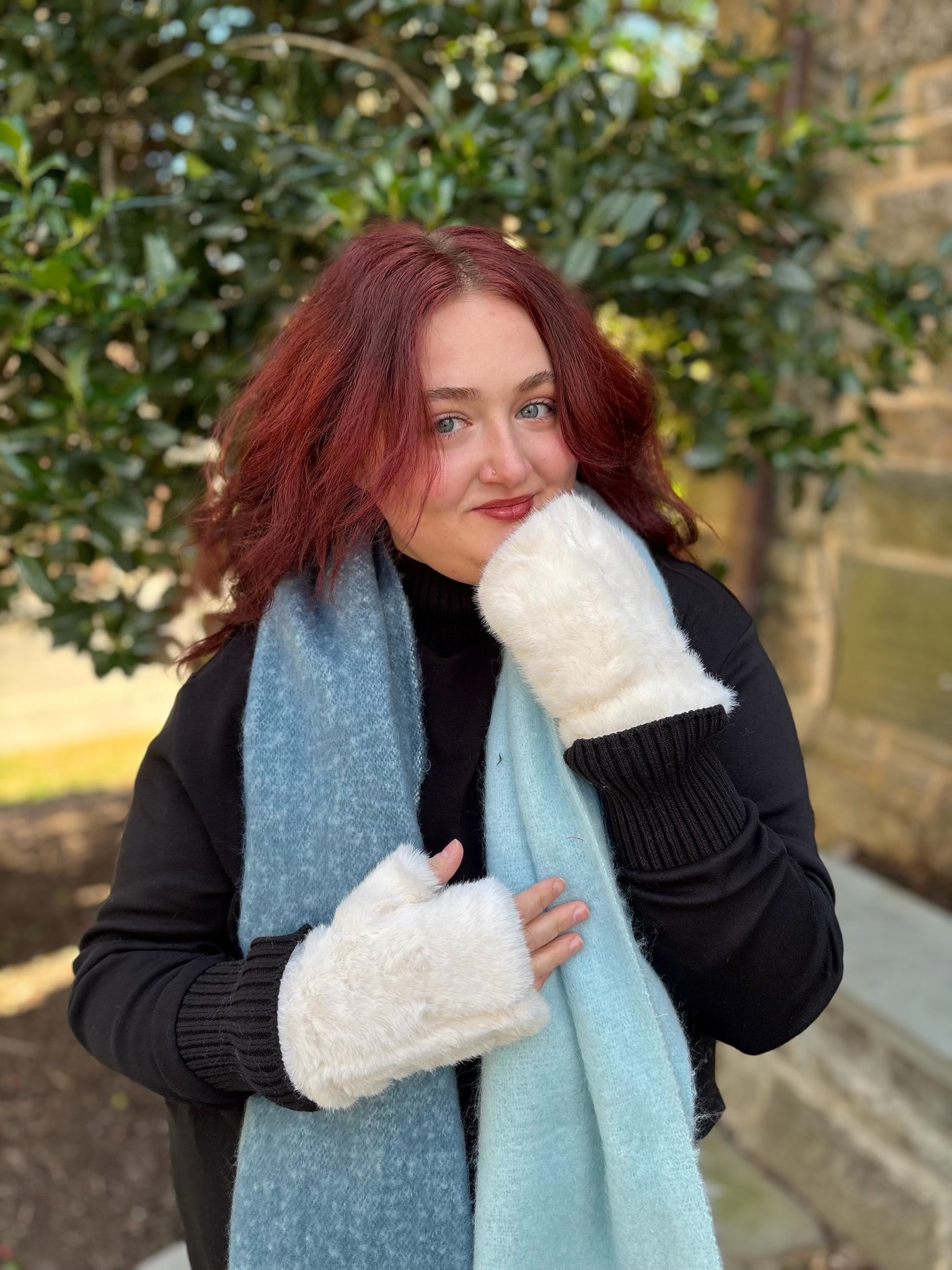 Faux Fur Fingerless Gloves