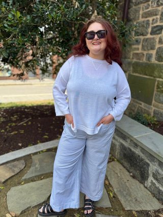 Carolyn 3/4 Sleeve Curved Hem Sweater