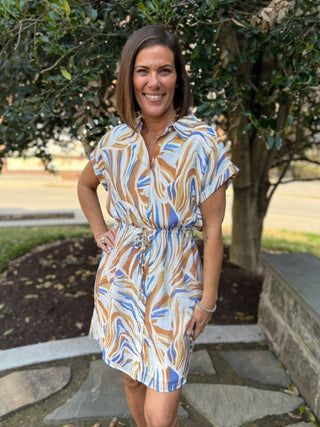 [TRIBAL] Maren Drawstring Waist Shirt Dress