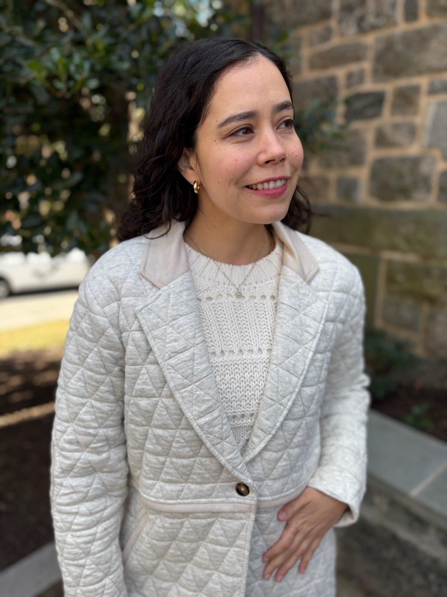 Lana Lapel Collar Button Front Quilted Jacket