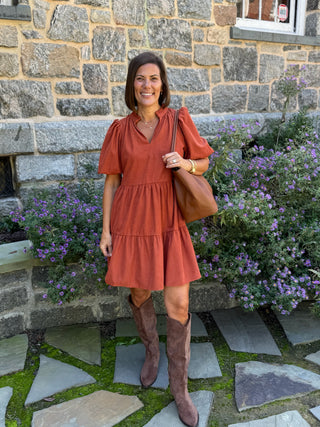 Jacey Corduroy Babydoll Mini Dress