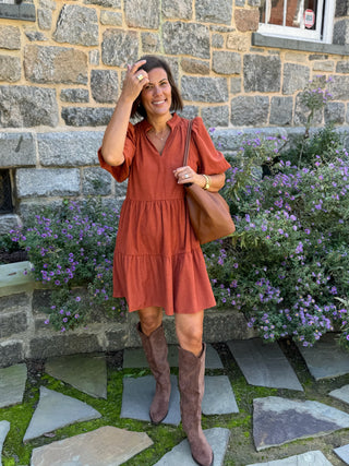 Jacey Corduroy Babydoll Mini Dress