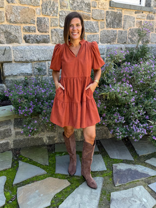 Jacey Corduroy Babydoll Mini Dress