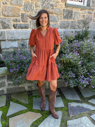 Jacey Corduroy Babydoll Mini Dress