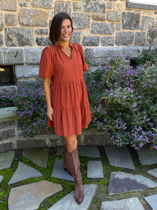 Jacey Corduroy Babydoll Mini Dress