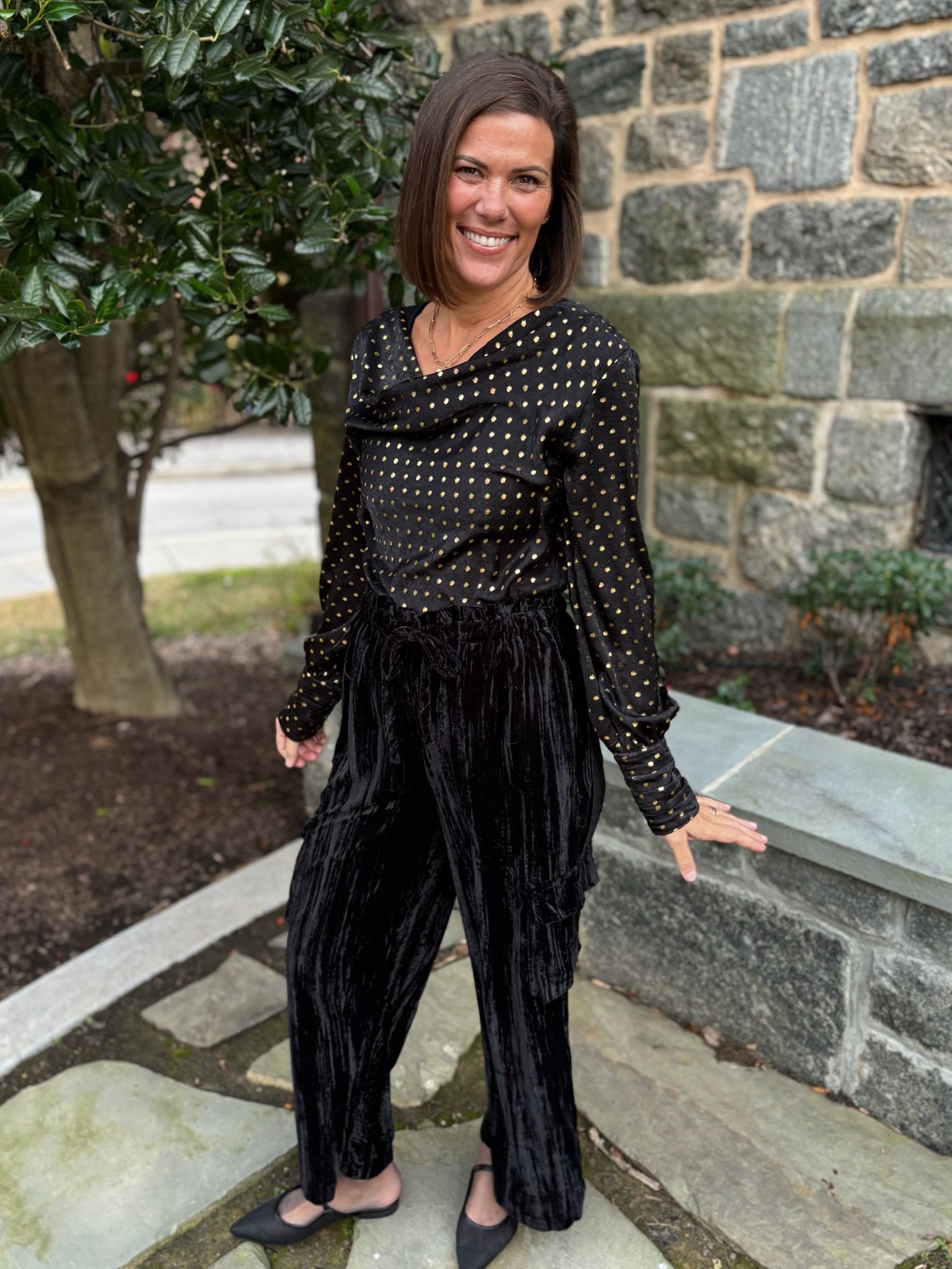 Blair Cowl Neck Embellished Blouse