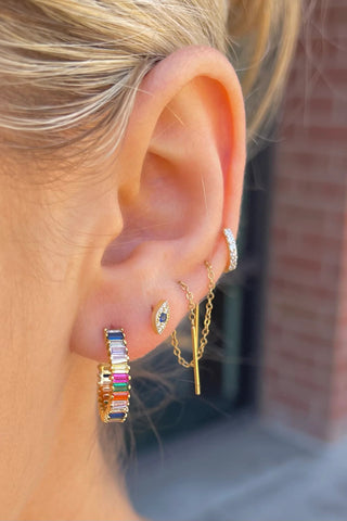 Rainbow Shimmer Hoops - Gold