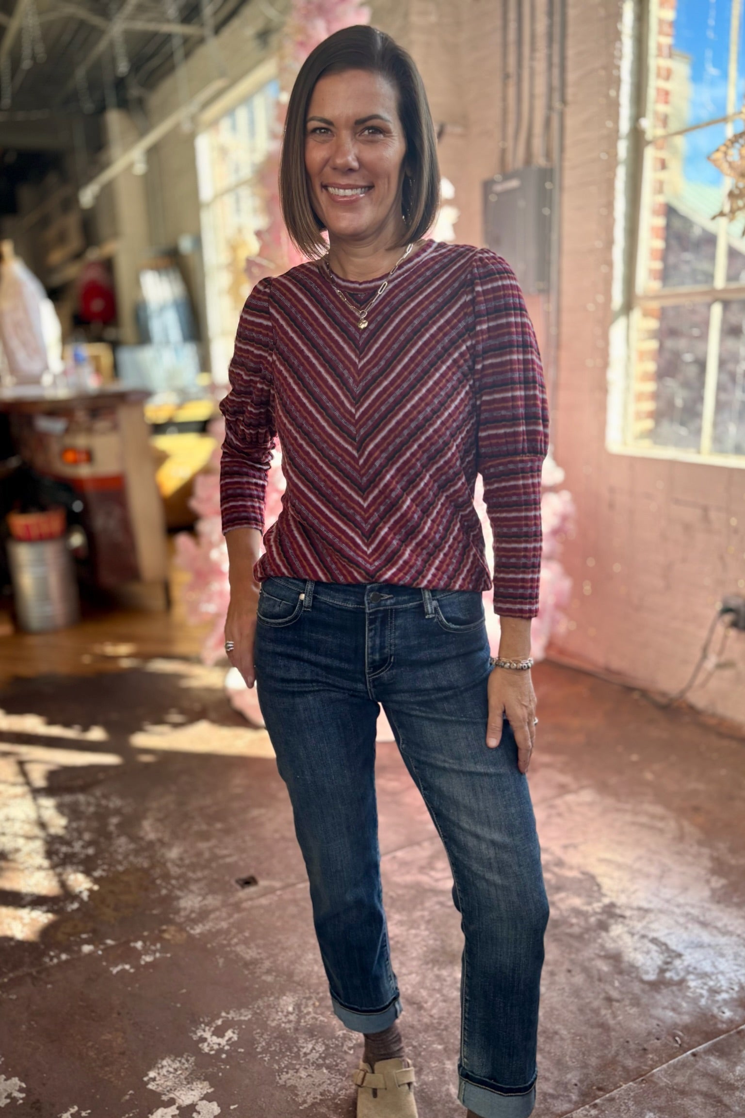 [Liverpool] Juliette 3/4 Sleeve Miter Knit Top