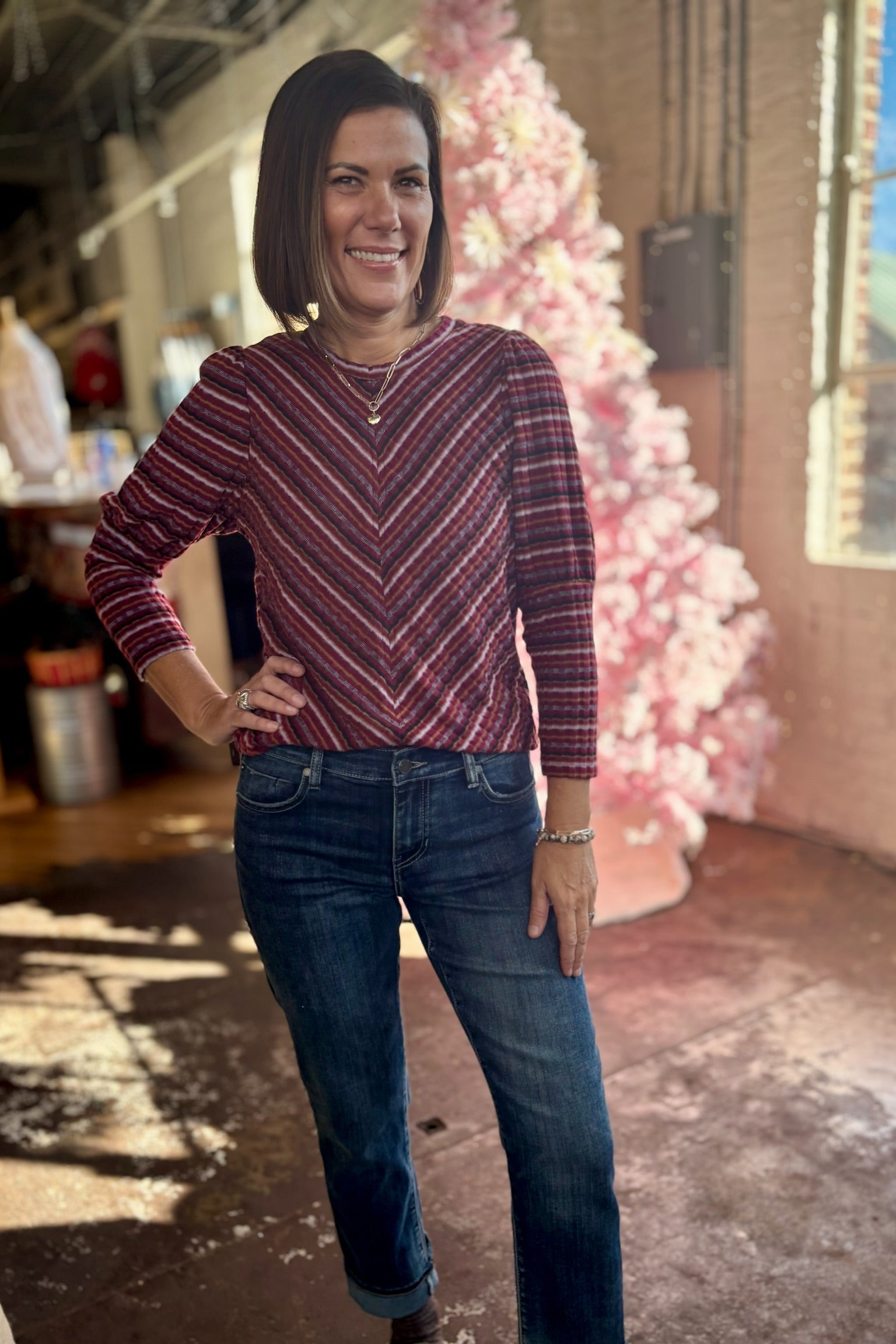 [Liverpool] Juliette 3/4 Sleeve Miter Knit Top