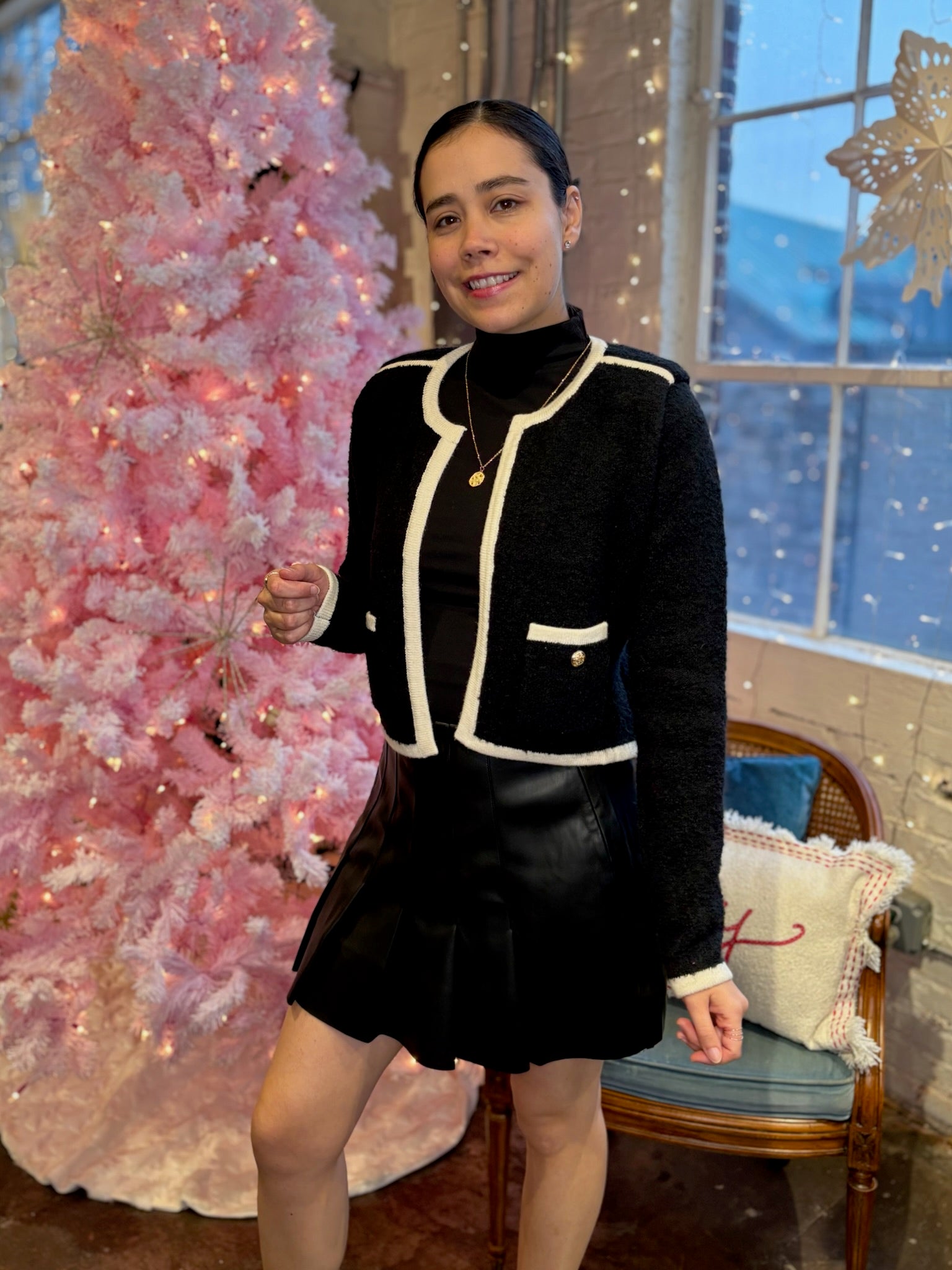 Kinsley Pleated Leather Mini Skirt