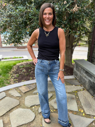 Olivia Cuffed Wide Leg Denim