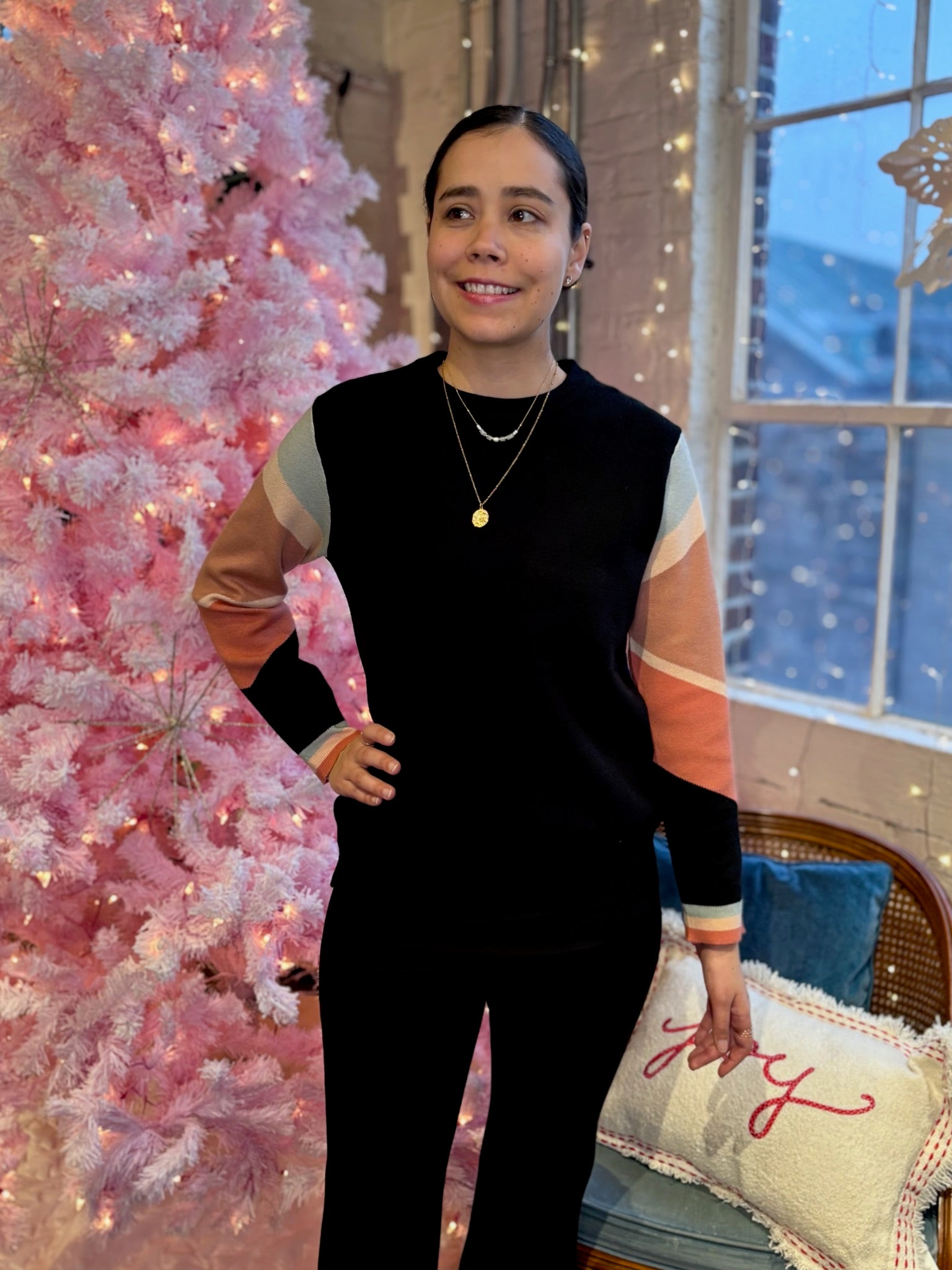 Carly Colorblock Sleeve Sweater