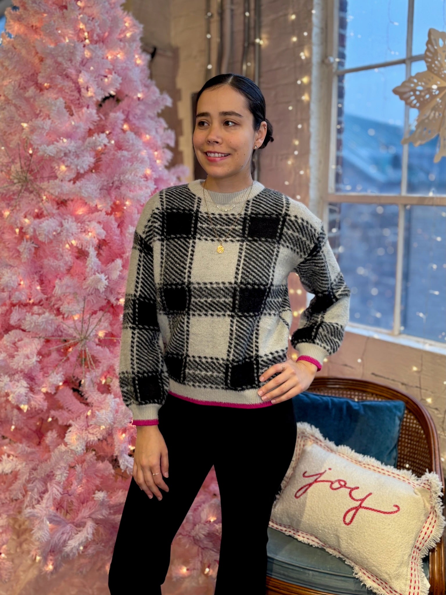 Molly Mohair Plaid Sweater