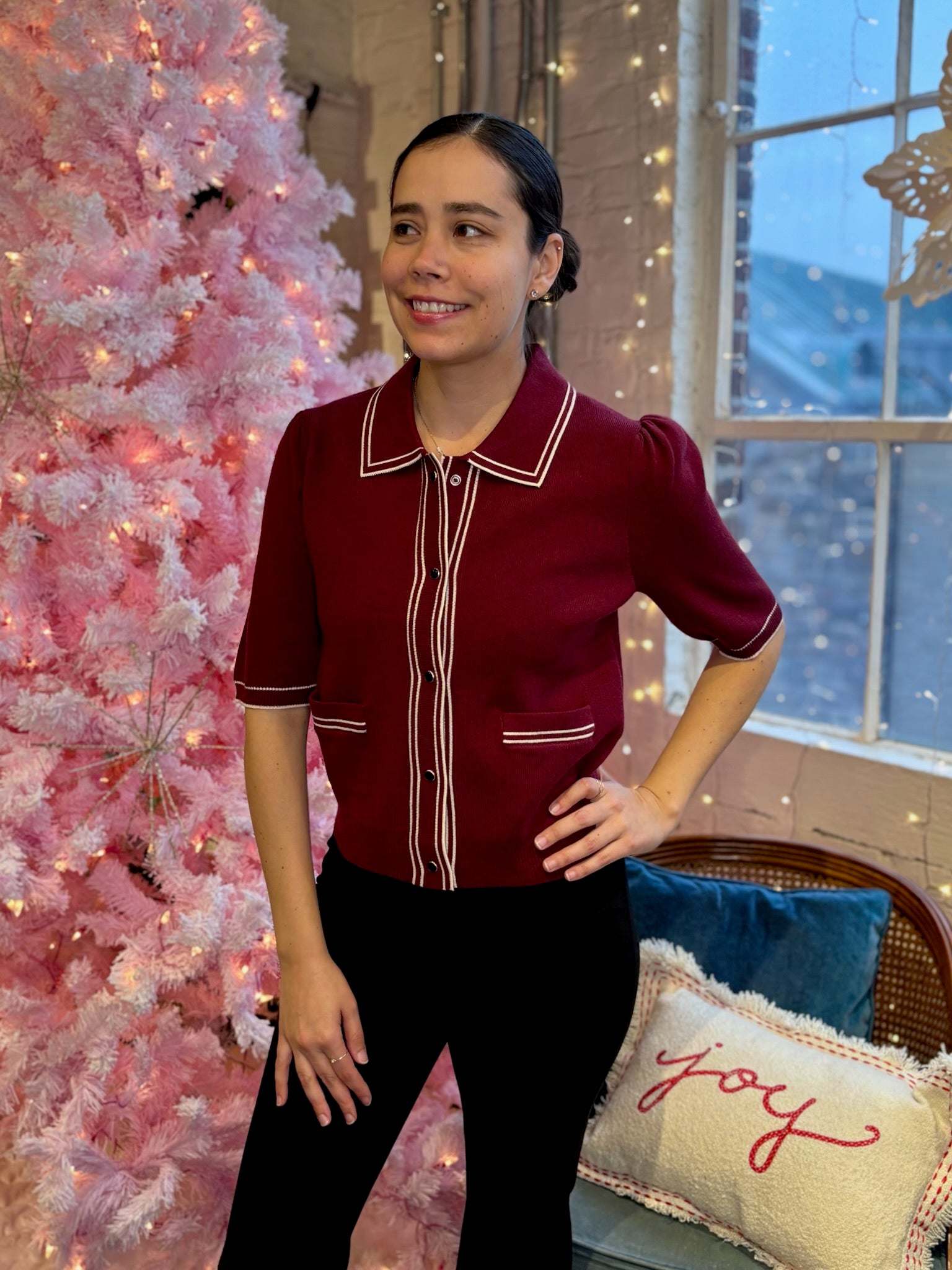 Kathy Short Sleeve Button Up Top