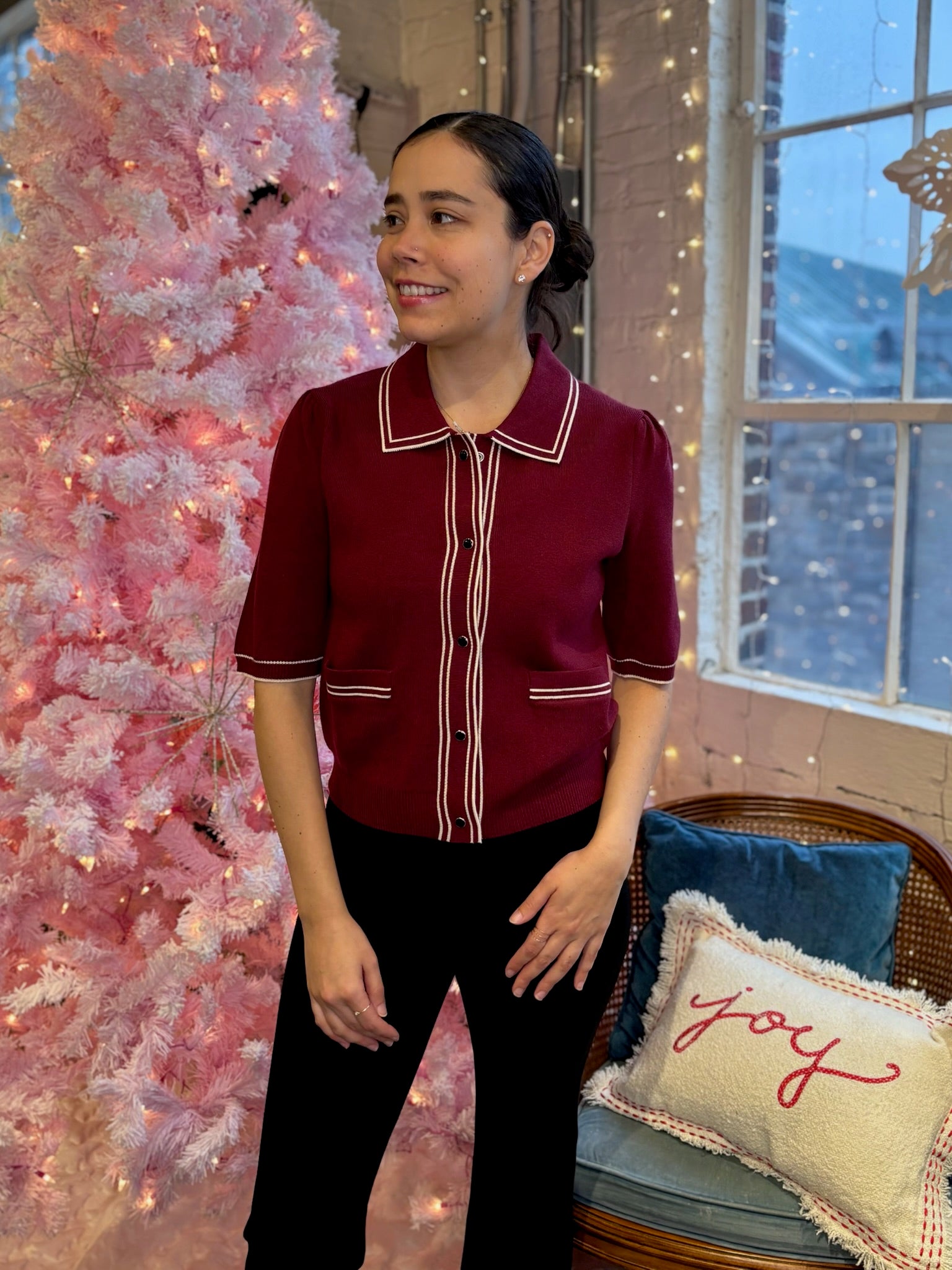 Kathy Short Sleeve Button Up Top