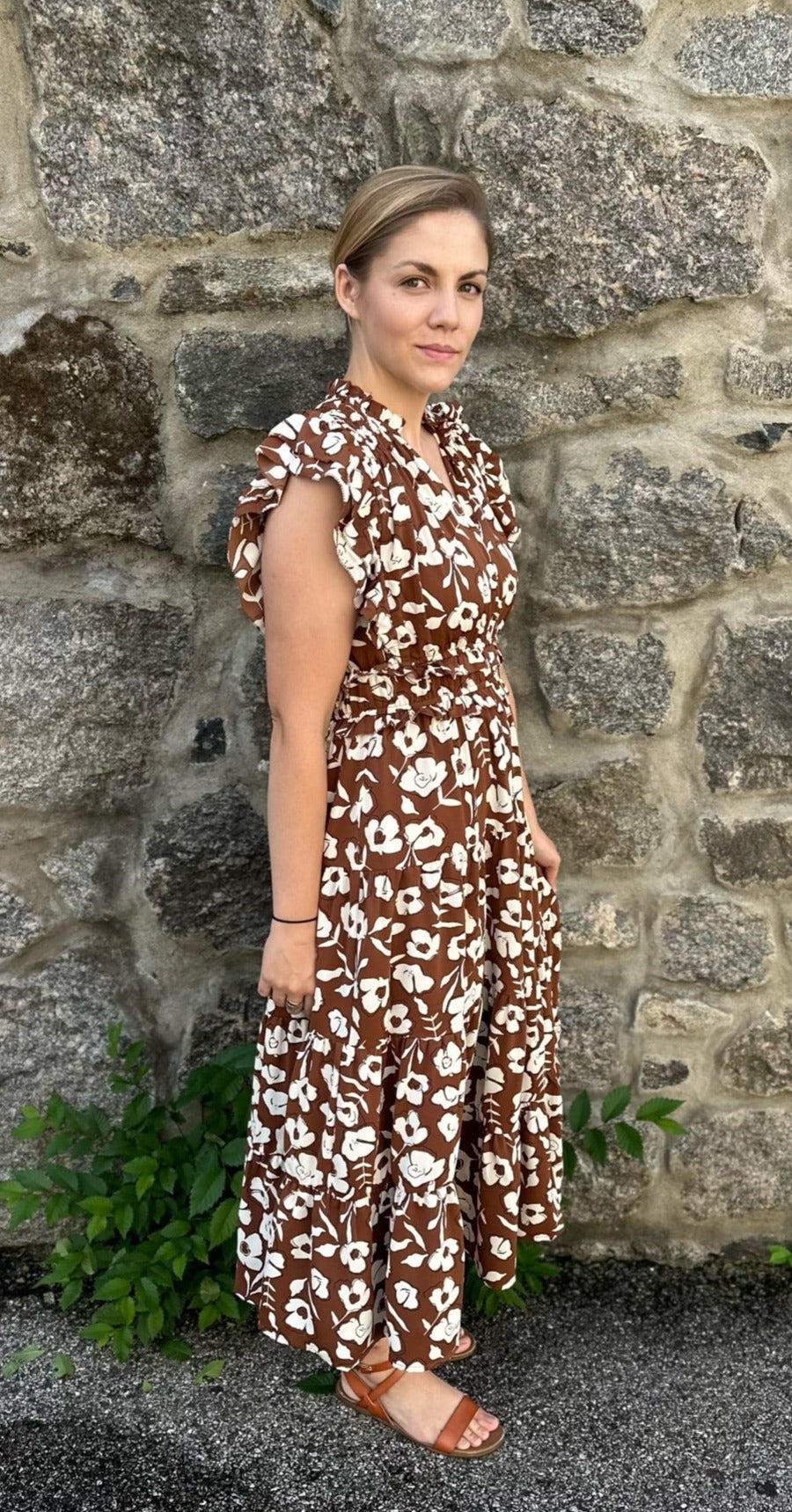 Shirley Tiered Flutter Sleeve Dress