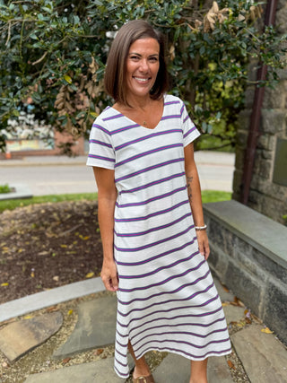 Vania Striped V-Neck Dress